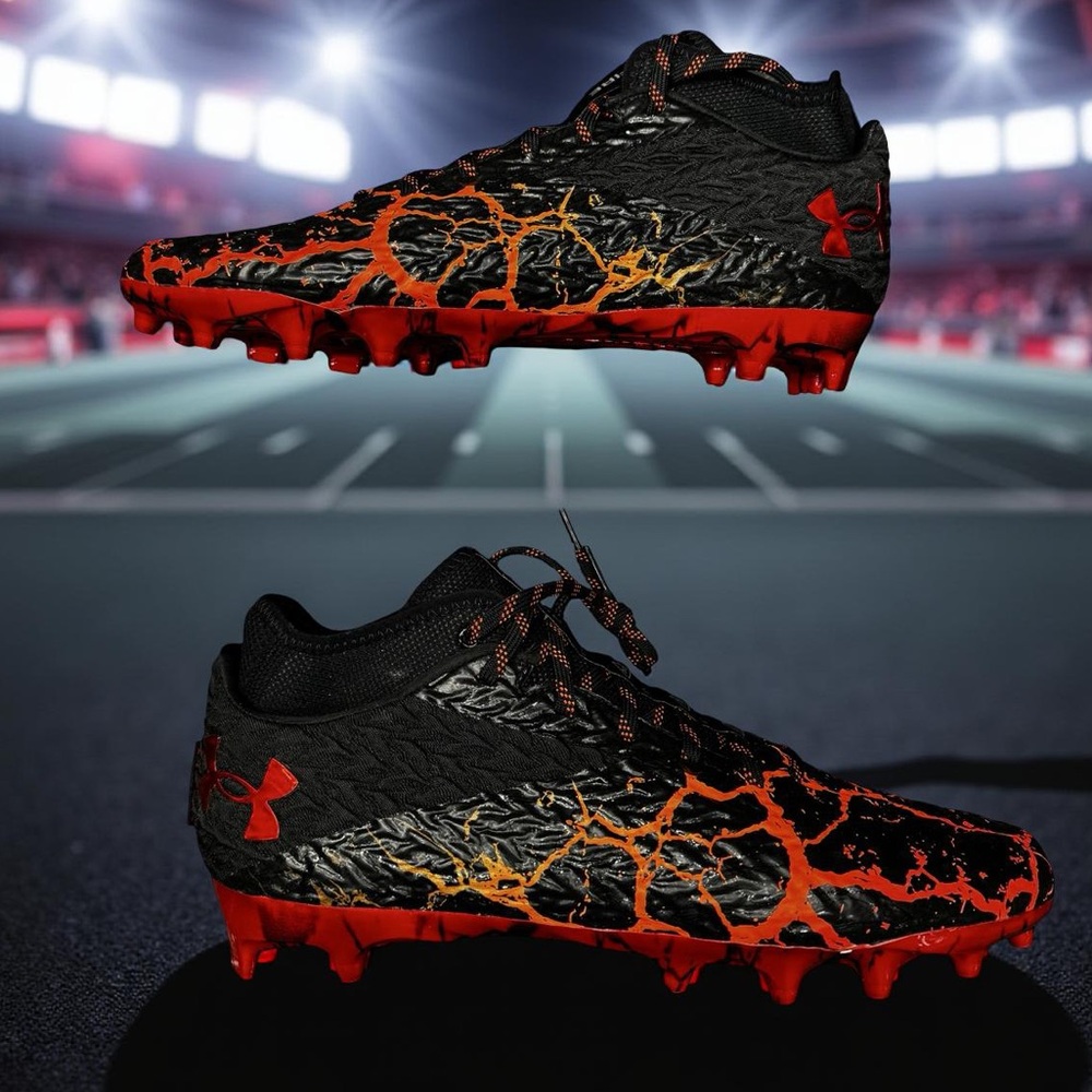 Under Armour Spotlight Clone 4.0 Football Cleats Mens 12 Black Orange BNIB